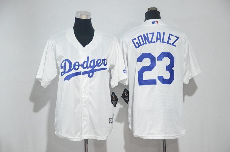 Youth 2017 MLB Los Angeles Dodgers #23 Gonzalez White Jerseys